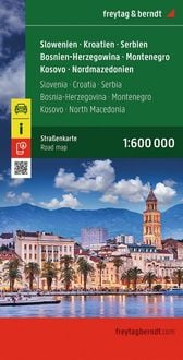 Produktbild: freytag & berndt Stra&szlig;enkarte Slowenien - Kroatien - Serbien - Bosnien-Herzegowina - Montenegro - Kosovo - Nordmazedonien 1:600.000