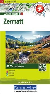 Produktbild: K&uuml;mmerly+Frey Wandertourenkarte 13 Zermatt 1:50.000
