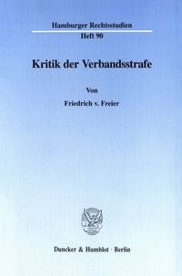 Produktbild: Kritik der Verbandsstrafe.