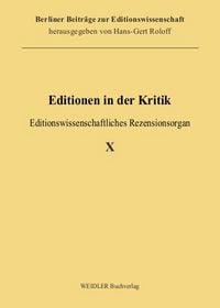 Produktbild: Editionen in der Kritik 10