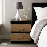 Produktbild: HTI-Living Nachtkommode 2er Set Schwarz-Artisaneiche 2 grifflosen Schubladen Nachtschrank Nachttisch
