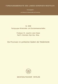 Produktbild: Die Provinzen im politischen System der Niederlande