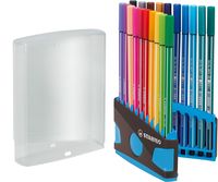 Premium-Filzstift - STABILO Pen 68 Colorparade - 20er Tischset in anthrazit/hellblau - mit 20 verschiedenen Farben