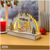Produktbild: HTI-Living LED Holz Weihnachtsdeko mit Waldmotiv Batteriebetrieben