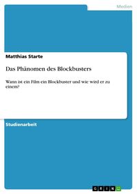 Produktbild: Das Ph&auml;nomen des Blockbusters