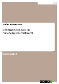 Produktbild: Mehrheitsbeschl&uuml;sse im Personengesellschaftsrecht