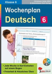 Produktbild: Wochenplan Deutsch / Klasse 6