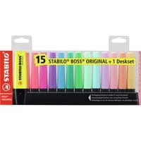 Produktbild: STABILO Textmarker -   BOSS ORIGINAL - 15er Tischset - 9 Leuchtfarben, 6 Pastellfarben