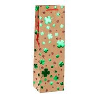 Produktbild: Idena Flaschentasche Kleeblatt & Marienk&auml;fer Kraftpapier 12x39x10cm 140g/m&sup2; Hei&szlig;pr&auml;gung