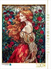 Produktbild: CALVENDO Puzzle Eine zauberhafte Szene zeigt eine Prinzessin, die inmitten eines &uuml;ppigen Rosengartens steht | 1000 Teile Lege-Gr&ouml;&szlig;e 64x48cm Foto-Puzzl