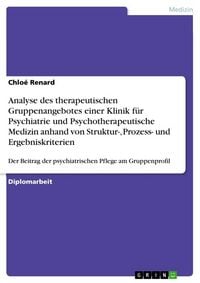Produktbild: Analyse des therapeutischen Gruppenangebotes einer Klinik f&uuml;r Psychiatrie und Psychotherapeutische Medizin anhand von Struktur-, Prozess- und Ergebnis