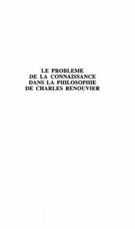 Produktbild: Le Probleme De La Connaissance Dans La Philosophie De Charles Renouvier