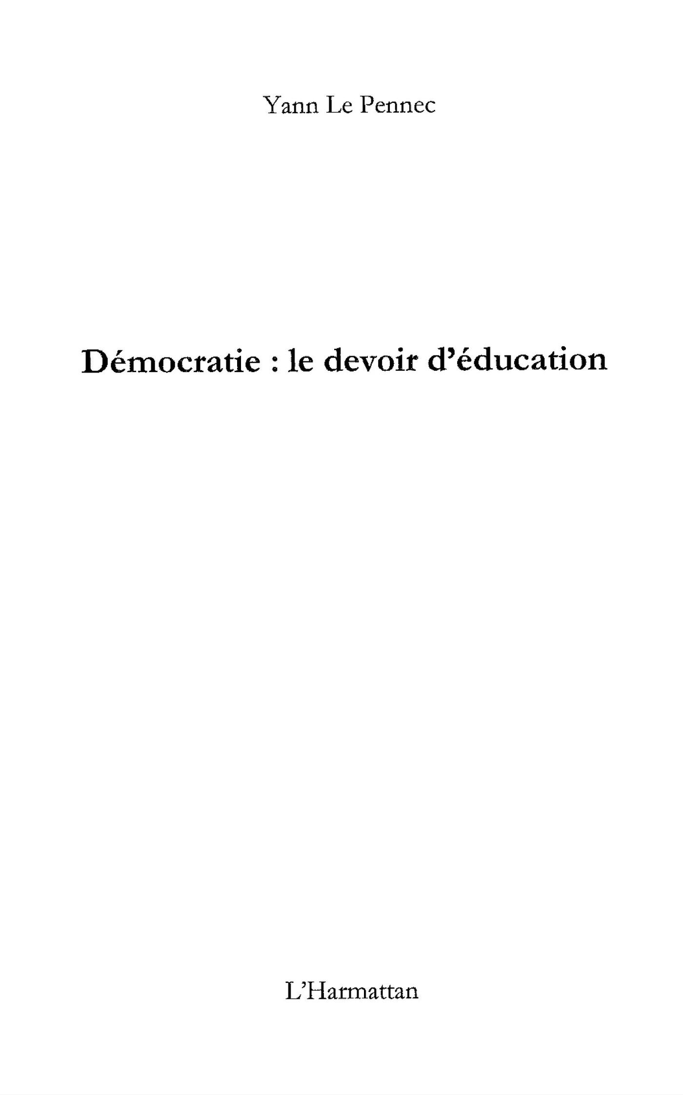 Produktbild: Democratie : le devoir d'education