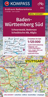 Bild vom Artikel KOMPASS Großraum-Radtourenkarte 3711 Baden-Württemberg Süd, Schwarzwald, Bodensee, Schwäbische Alb, Allgäu 1:125.000 vom Autor 