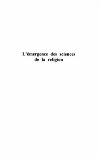 Produktbild: Emergence des sciences de la religion l'