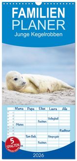 Produktbild: Familienplaner 2026 - Junge Kegelrobben mit 5 Spalten (Wandkalender, 21 x 45 cm) CALVENDO