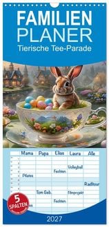 Produktbild: Familienplaner 2027 - Tierische Tee-Parade mit 5 Spalten (Wandkalender, 21 x 45 cm) CALVENDO