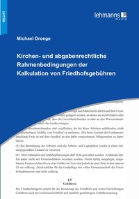 Produktbild: Kirchen- und abgabenrechtliche Rahmenbedingungen der Kalkulation von Friedhofsgeb&uuml;hren
