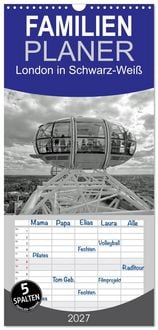 Produktbild: Familienplaner 2027 - London in Schwarz-Wei&szlig; mit 5 Spalten (Wandkalender, 21 x 45 cm) CALVENDO