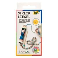 Produktbild: FOLIA Strickliesel inklusive Wolle, Holzstricknadel und Sticknadel