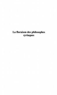 Produktbild: Floraison des philosophes syriaques la