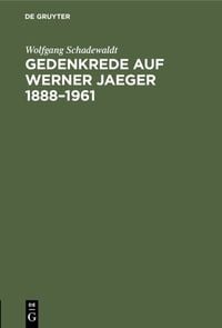 Produktbild: Gedenkrede auf Werner Jaeger 1888&ndash;1961