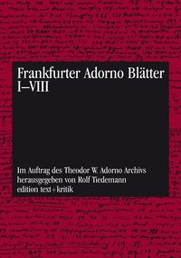 Produktbild: Buchpaket: Frankfurter Adorno Bl&auml;tter