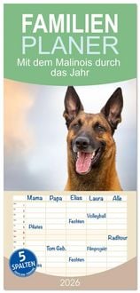 Produktbild: Familienplaner 2026 - Mit dem Malinois durch das Jahr mit 5 Spalten (Wandkalender, 21 x 45 cm) CALVENDO