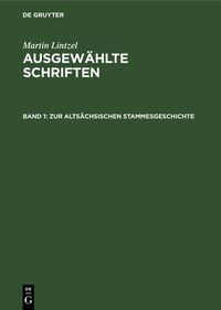 Produktbild: Zur alts&auml;chsischen Stammesgeschichte