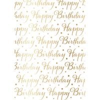 Produktbild: Idena Geschenkpapier Happy Birthday wei&szlig; gold metallisiert 70cmx150cm