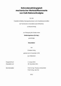 Bild vom Artikel Dehnratenabhängigkeit mechanischer Werkstoffkennwerte von Kalk-Natronsilicatglas vom Autor Christian König
