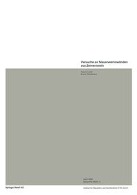 Produktbild: Versuche an Mauerwerksw&auml;nden aus Zementstein
