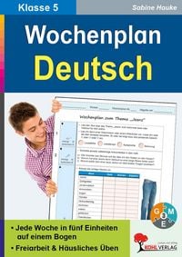 Produktbild: Wochenplan Deutsch / Klasse 5