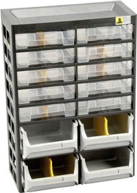 Produktbild: Allit 458140 Lagermagazin VarioPlus Basic D 21 (B x H x T) 305 x 435 x 170 mm Schwarz, Grau, Gelb 1 St.