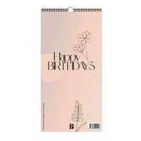 Produktbild: Immerw&auml;hrender Geburtstagskalender "Happy Birthdays" ohne Jahreszahl. Florale Lineart in Bohofarben.