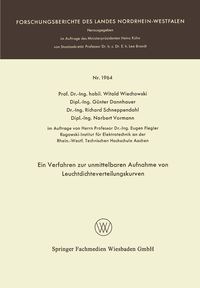 Produktbild: Ein Verfahren zur unmittelbaren Aufnahme von Leuchtdichteverteilungskurven