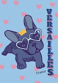 Produktbild: Hund Notizbuch Franz&ouml;sische Bulldogge Versailles France Frankreich mit 55 Zitaten lustigen Lebensweisheiten Journal, Merkzettel, Tagebuch, Notizheft,