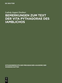 Produktbild: Bemerkungen zum Text der Vita Pythagorae des Iamblichos