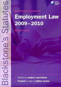 Produktbild: Blackstone's Statutes on Employment Law 2009-2010