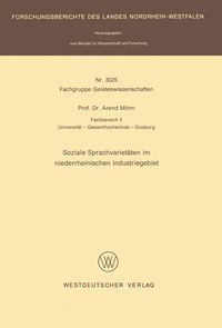 Produktbild: Soziale Sprachvariet&auml;ten im niederrheinischen Industriegebiet