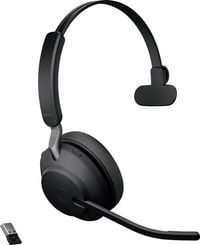 Produktbild: Jabra Evolve2 65 monaural On Ear Headset Bluetooth&reg; Mono Schwarz Lautst&auml;rkeregelung, Batterieladeanzeige, Mikrofon-Stummschaltung Telefon