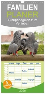 Produktbild: Familienplaner 2026 - Graupapageien zum Verlieben mit 5 Spalten (Wandkalender, 21 x 45 cm) CALVENDO
