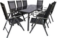 Produktbild: 9 tlg. Alu Glas Tisch Gartenset Sitzgruppe 189SW