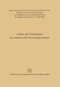 Produktbild: Analyse der Preisspannen im westdeutschen Konsumg&uuml;terexport