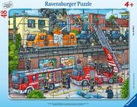 Produktbild: Rahmenpuzzle Ravensburger Feuerwehreinsatz an den Bahngleisen 48 Teile