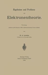 Produktbild: Ergebnisse und Probleme der Elektronentheorie