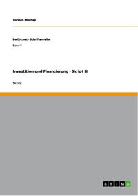 Produktbild: Investition und Finanzierung - Skript III
