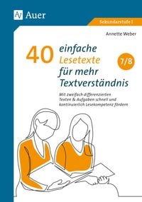 Produktbild: 40 einfache Lesetexte f&uuml;r mehr Textverst&auml;ndnis 7-8
