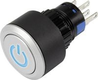 Produktbild: TRU COMPONENTS 1303031 LAS1-AWY-11T/B/12V/P Drucktaster 250 V/AC 3 A 1 x Aus/(Ein) tastend Blau IP65 1 St.