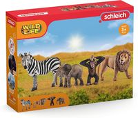 Schleich 42387 - Wild Life Starter-Set (Löwe, Zebra, Elefantenbaby, Schimpanse), 4-teilig